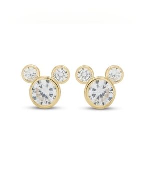 14K DISNEY Yellow Gold Cubic Zirconia Mickey Mouse Stud Earrings